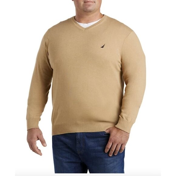 Nautica Mens V-Neck Sweater Classic Fit Soft Knit Casual Pullover, Size 2XL, NWT